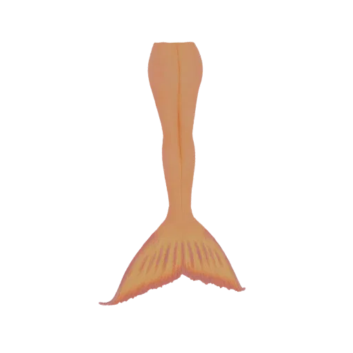 A 3D render of a vibrant orange mermaid tail with detailed fins, presented against a black background.