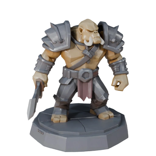 Miniatura de Guerrero Orco Low Poly | Paquete de Juego en Tiempo Real