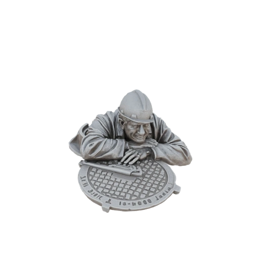 Plumber Peeking from Manhole Cover 3D Model