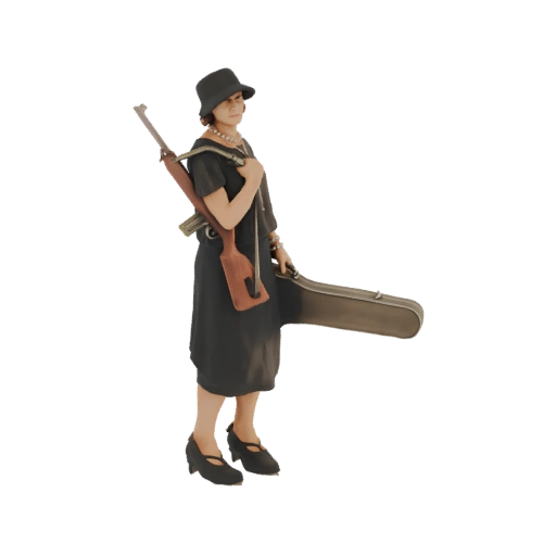 1920s Gangster Woman with Guitar Case and Rifle