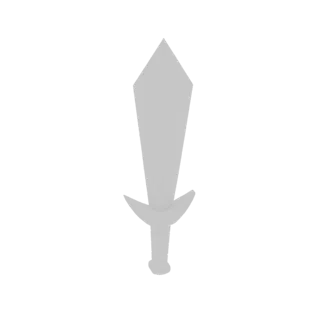 A clean, stylized 3D model of a fantasy sword with a diamond-shaped blade and a simple hilt, presented on a white background.