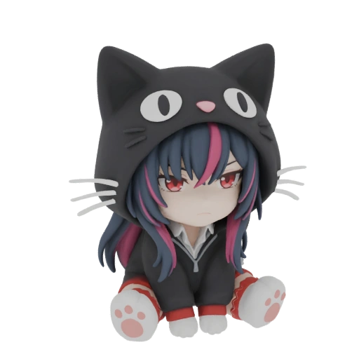 Chibi Cat Hoodie Girl Sitting 3D Model