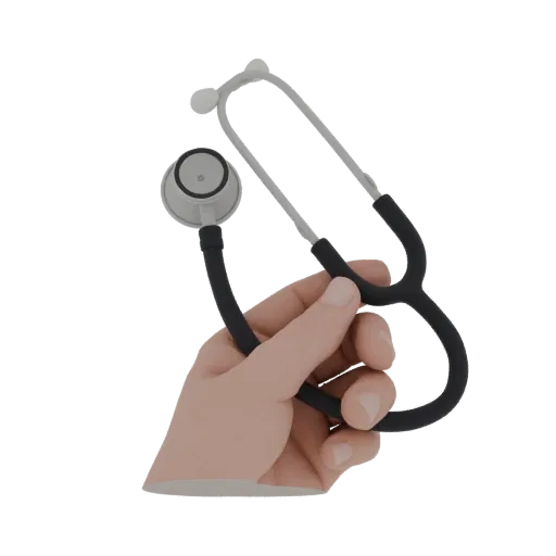 Diagnostic Stethoscope Realistic 3D model, three-quarter studio render, showing stainless steel, handheld tool scale.