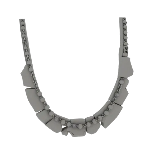 Gold Statement Collar Necklace 3D model, three-quarter studio product render, gold finish.