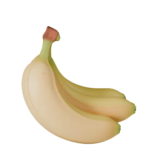 Ripe Banana Bunch Product Viz 3D model, three-quarter studio product render, showing skin pores, form detail.