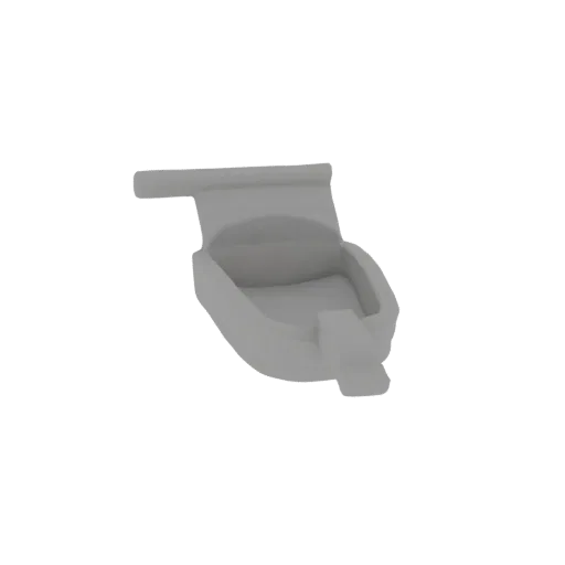 A minimalist, light gray 3D model of a toilet bowl against a black background.