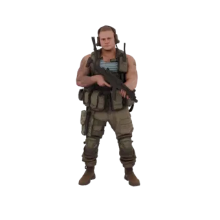 3D model of a Russian Airborne soldier in tactical gear, holding an assault rifle, against a white background.