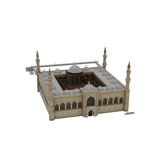 3D model of Topkapi Palace with domes, minarets, and courtyard