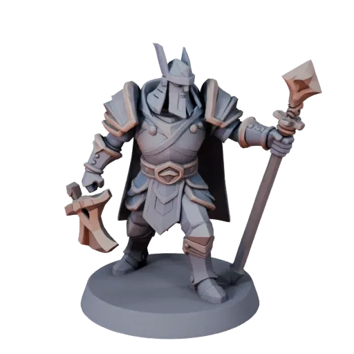 Heroic Wizard Miniature low poly 3D model preview showing silhouette, three-quarter game view, pose and resin detail