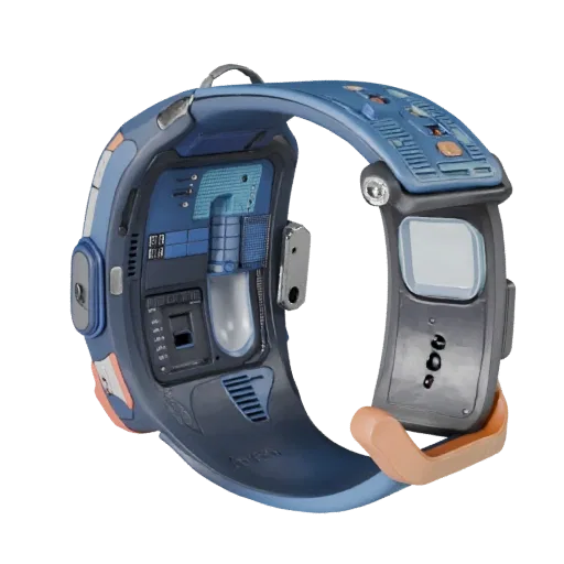 Luxury Clip Tracker Stylized 3D model, stylized isometric render, showing silicone, wearable fit.