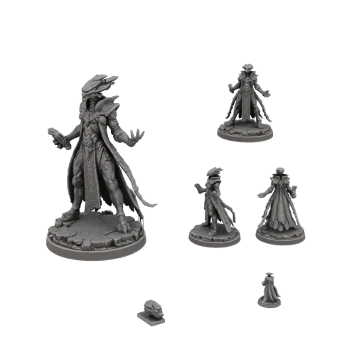 3D render of a detailed alien warrior miniature with intricate armor and a cracked base, set against a white background.