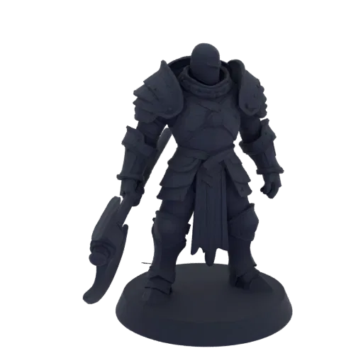 Miniatura STL Mago Dark Fantasy, rendering da tavolo a tre quarti, miniatura nemica stampabile in resina con posa in piedi; a