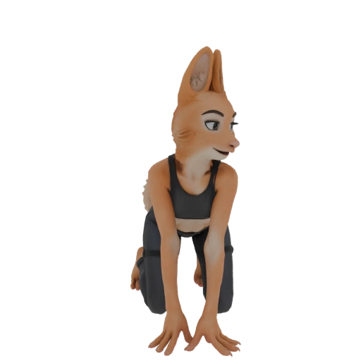 Anthropomorphic Fox Yoga Pose 3D Model
