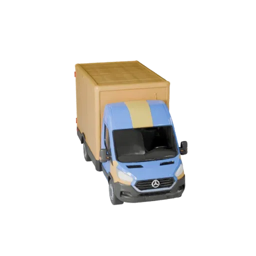Cartoon Delivery Van 3D Model - Stylized Game Asset