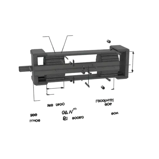 3D model render of an industrial cylinder assembly with a central shaft and stacked cylindrical components, set against a whi