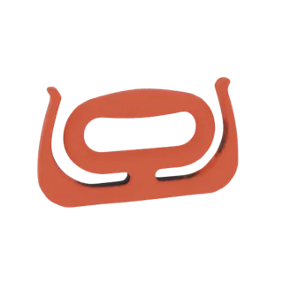 Modèle 3D d'un joint d'étanchéité en silicone orange avec un profil arrondi et une ouverture centrale, présenté sur fond blan