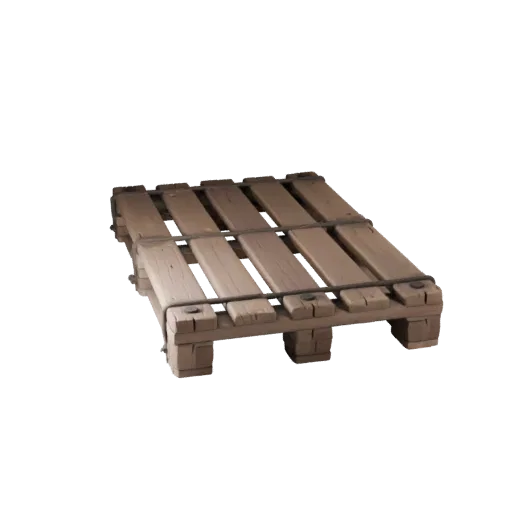 Medieval Wooden Pallet Stylized 3D model, stylized isometric render, showing wood planks, stackable massing.
