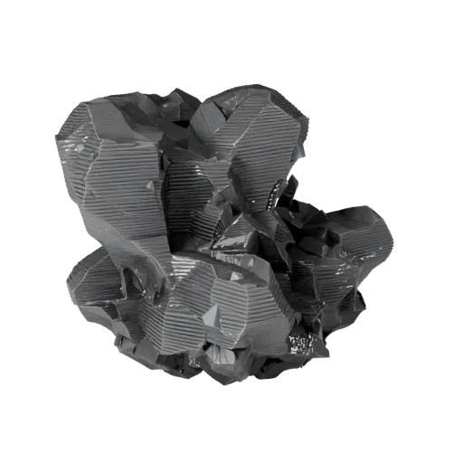 Crystal Rock Cluster Low Poly 3D model, game viewport three-quarter view, showing stratified stone, rock faces.