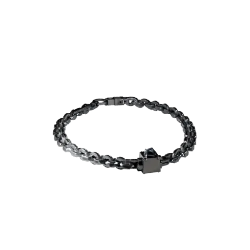 Chain Collar Necklace game ready 3D model, perspective studio render, showing necklace silhouette and surface contrast.