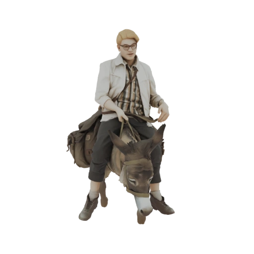 Abenteurer auf einem Esel 3D-Modell
