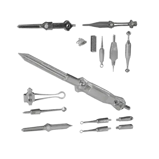 Diagnostic Scalpel Prop Low Poly 3D model, game viewport three-quarter view, showing stainless steel, form detail.