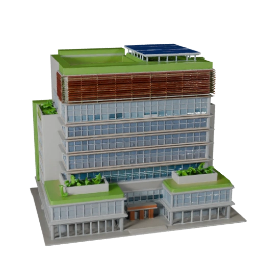 Low Poly Nachhaltiges Bürogebäude 3D-Modell für Spiele & VR