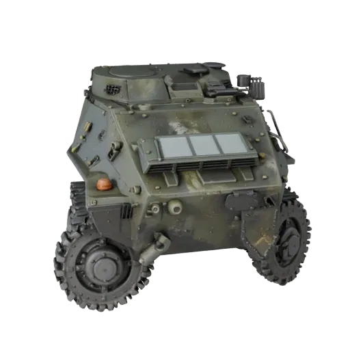 Modelo 3D IFV de alta poligonización, vista de estudio en primer plano, activo de vehículo de alta poligonización con masas d