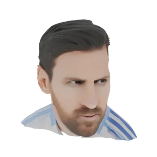 3D model bust of football player Lionel Messi, wearing his national team jersey, with a focused expression.