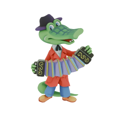 Cartoon Alligator Musician with Accordion