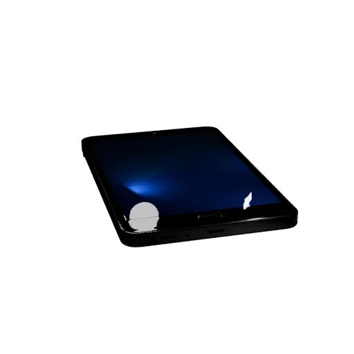 Flagship Tablet Phone Realistic 3D model, three-quarter studio render, showing glass screens, thin device proportions.