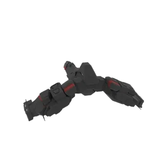 Una renderización 3D de dos brazos robóticos gris oscuro con acentos rojos, extendidos en una pose dinámica sobre un fondo ne