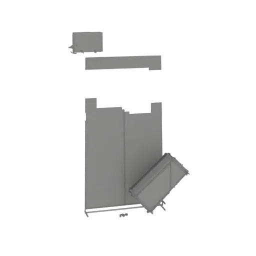 3D model render of a modern modular storage cabinet with clean lines and a minimalist design, shown against a black backgroun