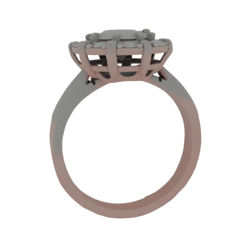 Modello 3D Anello Halo pronto per la scena, inquadratura ravvicinata d'effetto, che mostra la silhouette e il contrasto superficiale dell'anello.