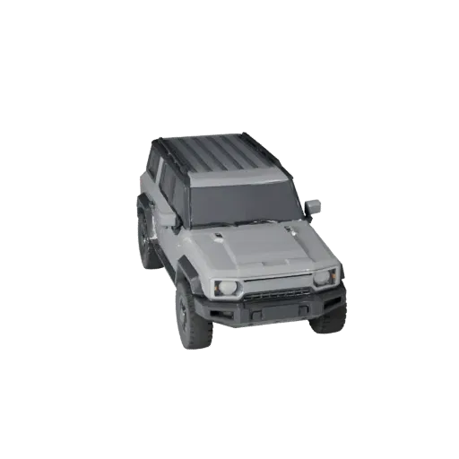 Modèle 3D de SUV Crossover Low Poly, vue de jeu trois-quarts, actif de véhicule low-poly avec garde au sol surélevée, volume
