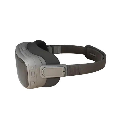 Outdoor Smart Glasses Realistic 3D model, three-quarter studio render, showing silicone, wearable fit.