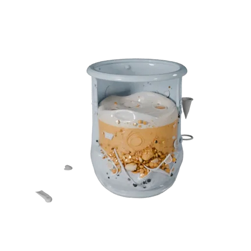 Spice Flour Bowl Stylized 3D model, stylized isometric render, showing powders, small ingredient shapes.