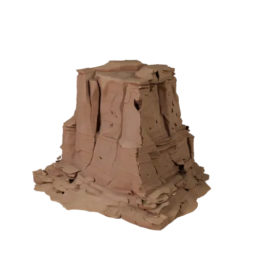 Desert Mesa Cliff Unity 3D model, isometric viewport view, showing stratified stone, dune ridges.