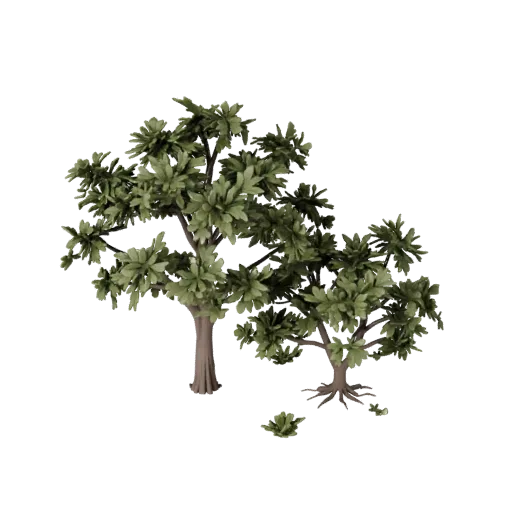 Low Bush Scatter Pack High Poly 3D model, close-up cinematic environment render, showing leaf clusters, terrain detail.