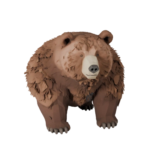 Modello 3D Orso Bruno Low Poly - Asset Unity con FBX | PBR