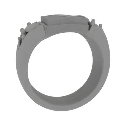 Signet Cocktail Ring print ready 3D model, studio profile shot, showing ring form, surface, and scale cues.