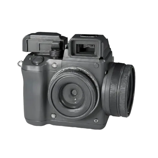 Cinema Instant Camera High Poly 3D model, close-up studio render, showing textured grips, lens barrels.