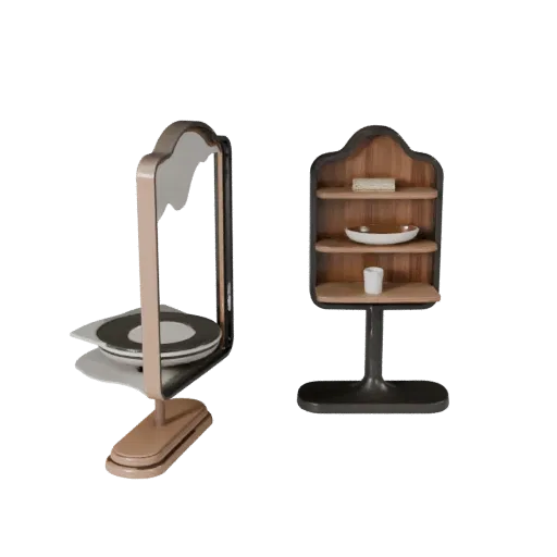 Modern Mirror Product Viz 3D model, living room, three-quarter studio product render, ceramic detail.