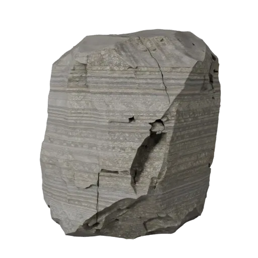 Granite Boulder Pack Modular 3D model, isometric modular kit view, showing stratified stone, rock faces.