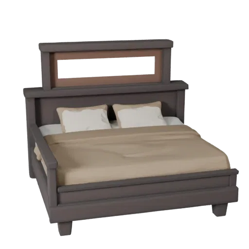 Platform Daybed game ready 3D model, front-three-quarter studio render, showing bed silhouette and surface contrast.
