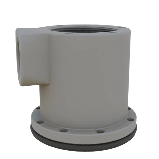 Sealed Pipe Flange Printable 3D model, isometric STL render, showing machined metal, precise part geometry.