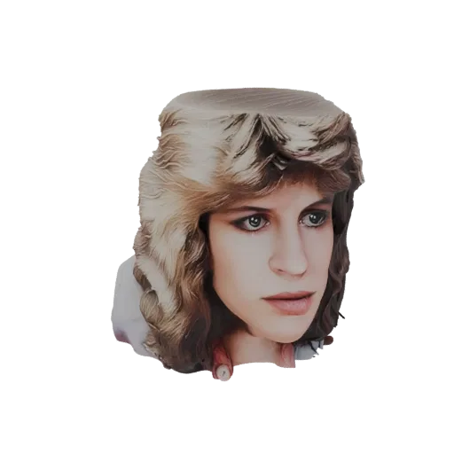3D model of a voluminous blonde hairstyle with feathered layers, inspired by 1980s fashion.