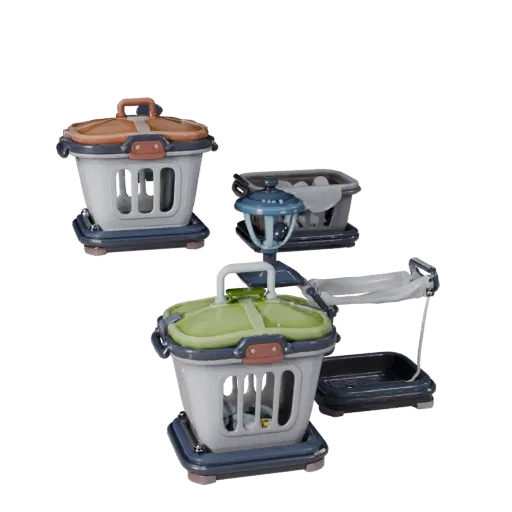 Cozy Laundry Basket Stylized 3D model, stylized isometric render, showing ceramic, recognizable everyday shapes.