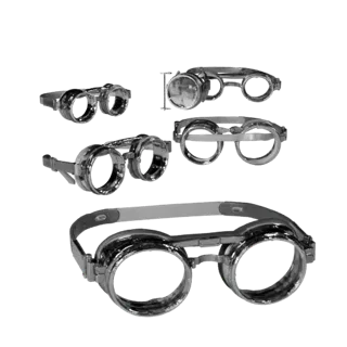 Round Goggles Product Viz 3D model, three-quarter studio product render, showing transparent lenses, face-worn scale.