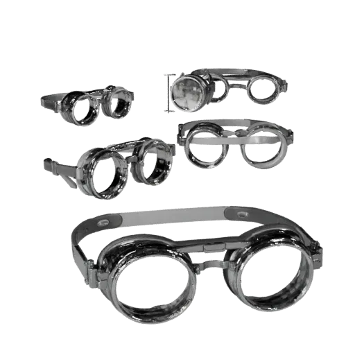 Round Goggles Product Viz 3D model, three-quarter studio product render, showing transparent lenses, face-worn scale.