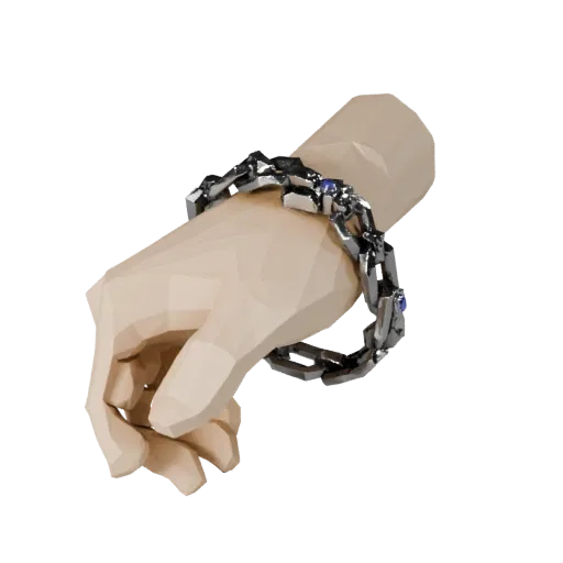 Cuff Bracelet game ready 3D model, front-three-quarter studio render, showing bracelet silhouette and surface contrast.
